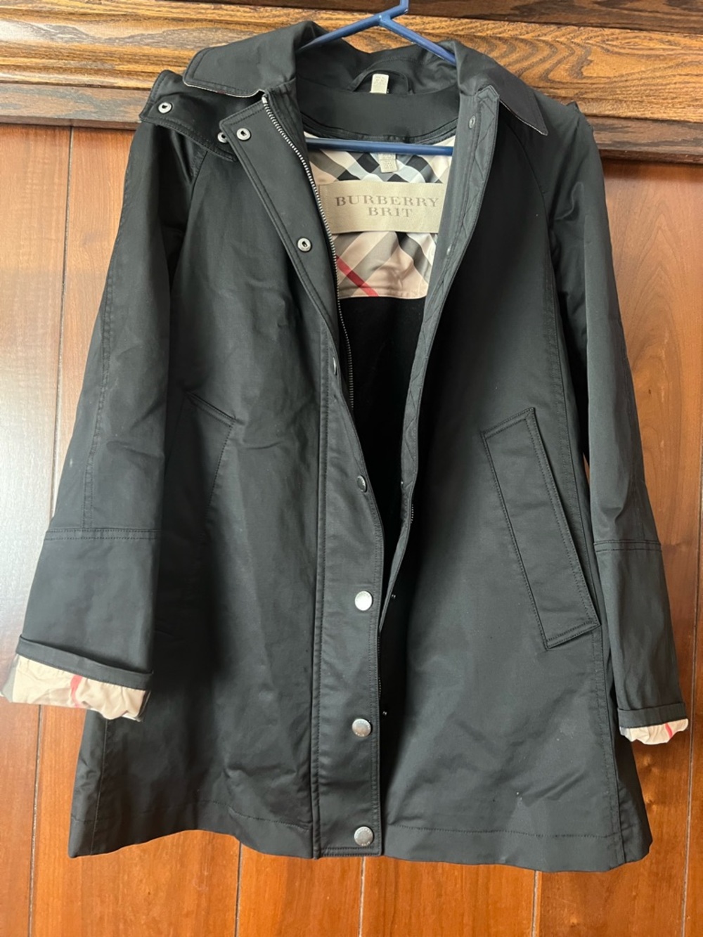 Burberry Brit Black Trench Coat with Signature Check Lining